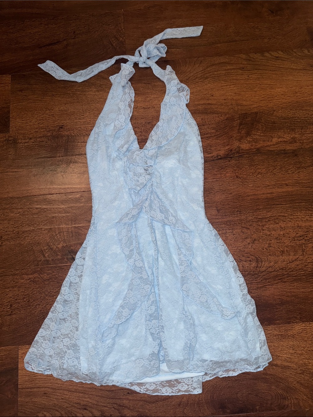 Windsor Light Blue Lace Halter dress